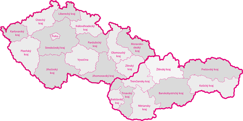 Mapa ČR a Slovenska